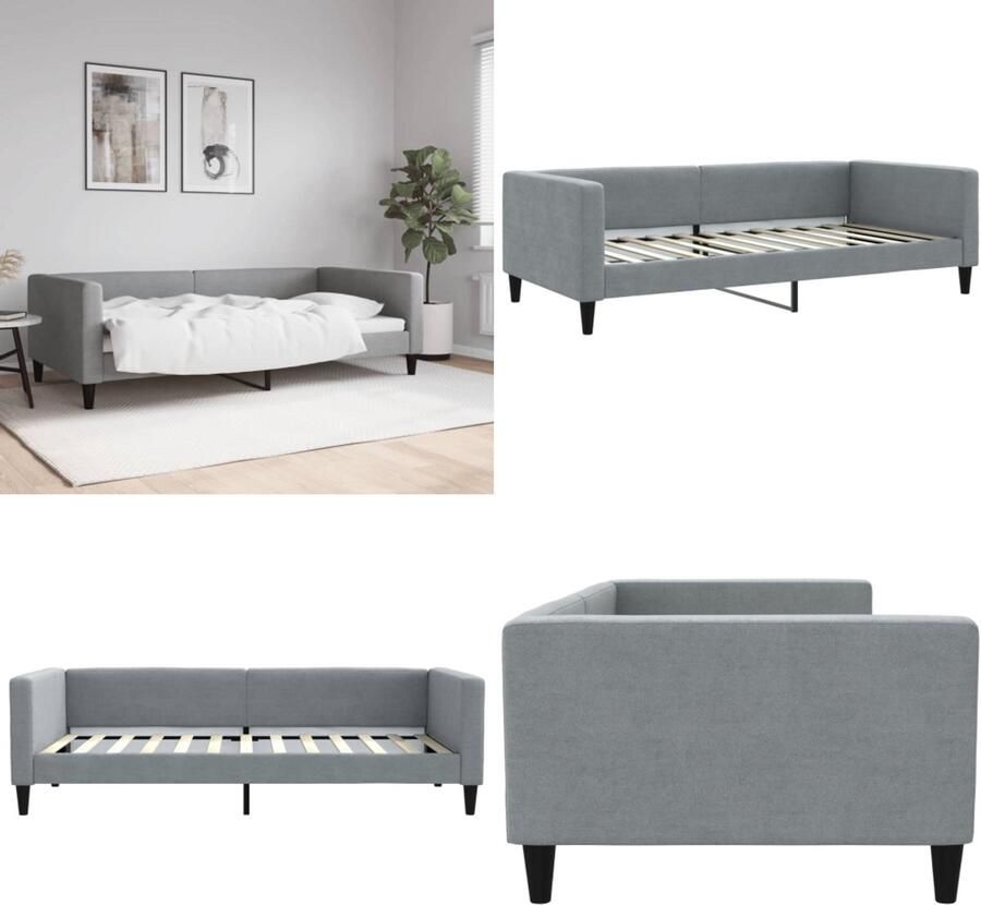 VidaXL Slaapbank 100x200 cm stof lichtgrijs Slaapbank Slaapbanken Bankbed Logeerbed
