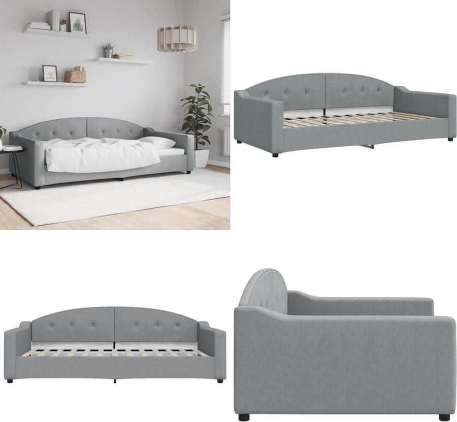 VidaXL Slaapbank 100x200 cm stof lichtgrijs Slaapbank Slaapbanken Bankbed Logeerbed