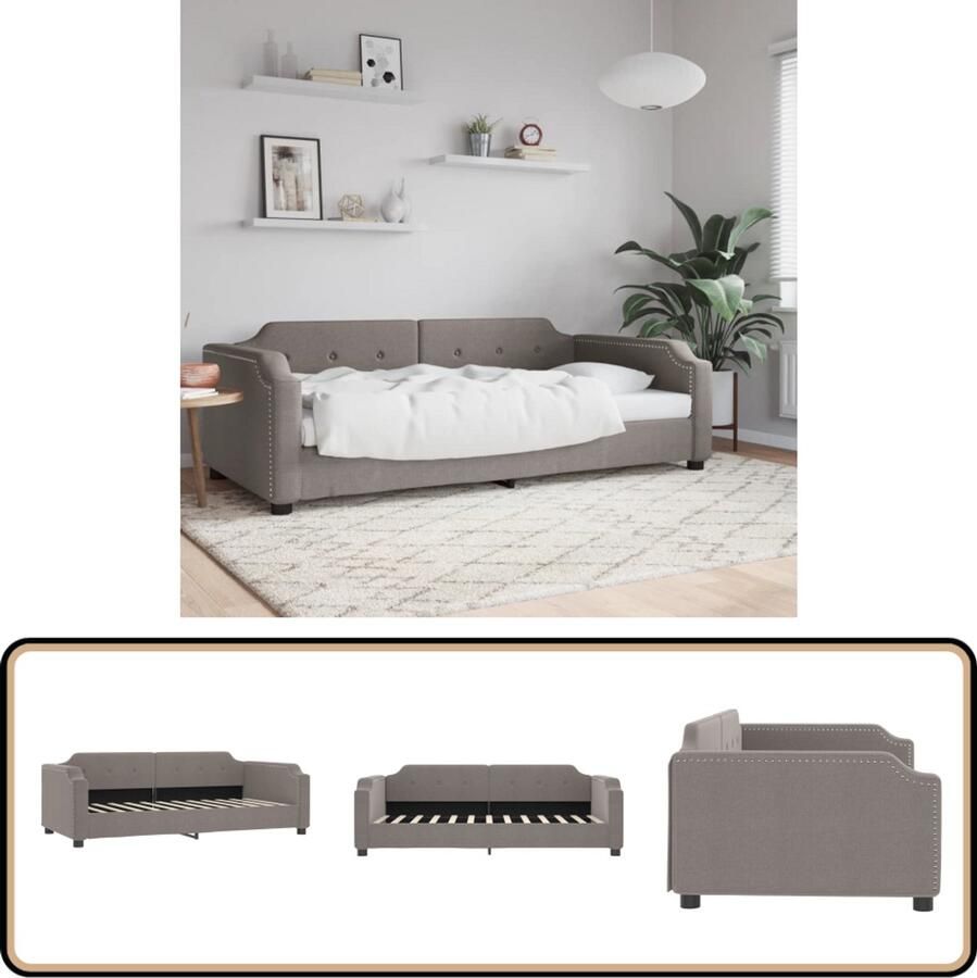 VidaXL Slaapbank 100x200 cm Stof Taupe Slaapbank Sofa Bed Tweepersoonsbed Lounge Meubels Stoffen Bank Taupechaire