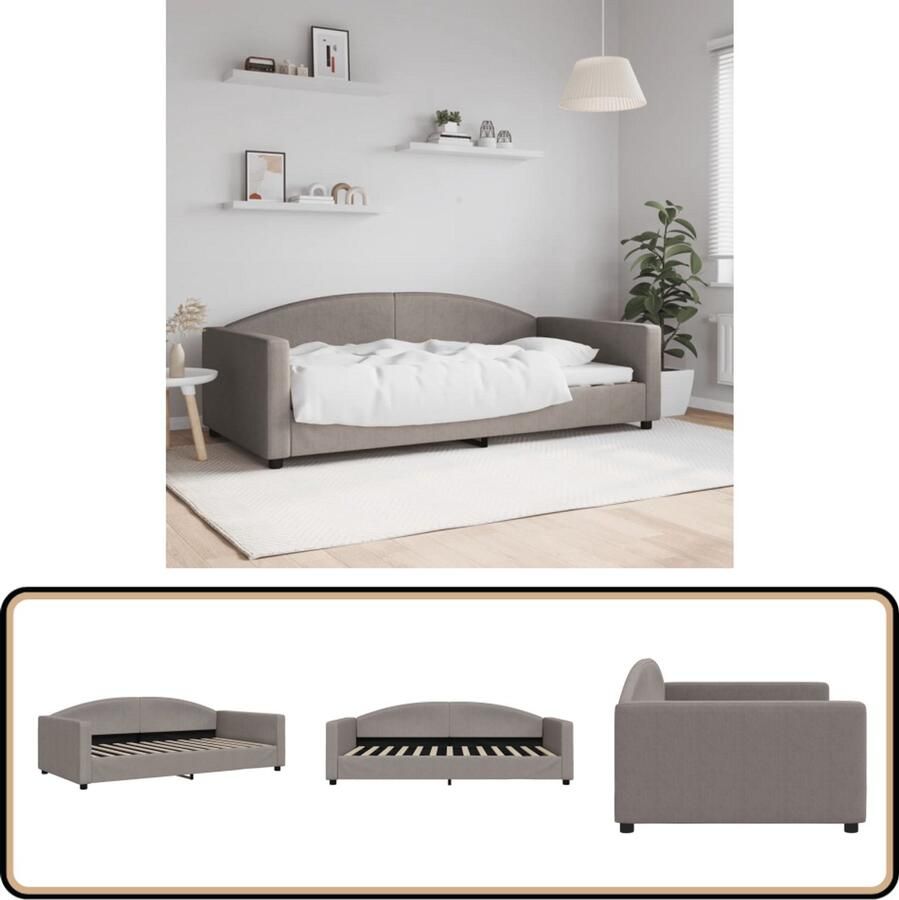 VidaXL Slaapbank 100x200 cm Stof Taupe Slaapbank Tweepersoonsbed Daybed Lounge Sofa Stoffen Bank Design Bank Multifunctionele Meubels Comfortabel Wonen Compact Meubilair Living Room Furniture Bedroom Furniture