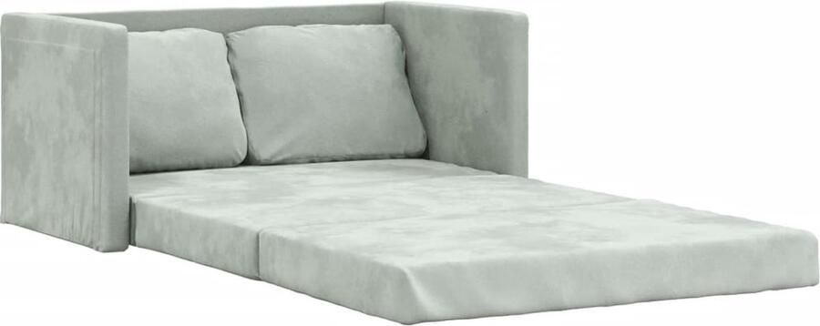 The Living Store Vloerslaapbank 2-zitsbank Lichtgrijs 122 x 70 x 55 cm fluweel Vloerslaapbank 2-zitsbank Slaapbank Lounge Sofa Tv Bench