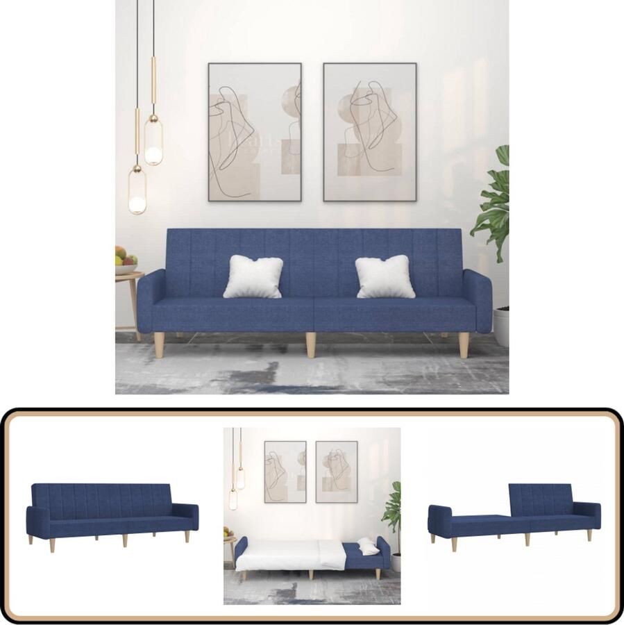 VidaXL Slaapbank 2-zits Blauw Stof Multifunctioneel Slaapbank Sofa Bed Tweepersoonsbed Lounge Meubilair Living Room Furniture