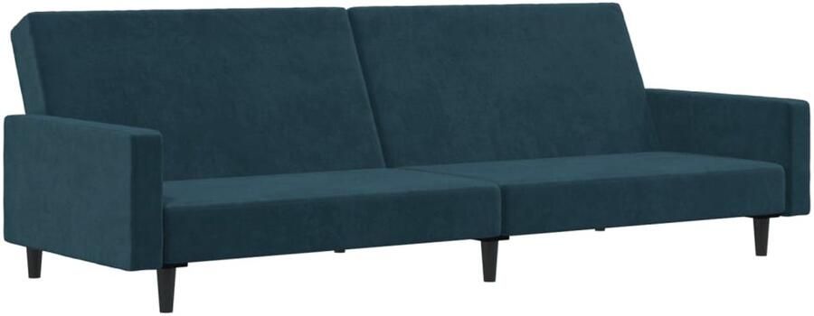 VidaXL Slaapbank 2-zits Fluweel Blauw Slaapbank Tweepersoonsbed Lounge Sofa Comfortabele Zitzitting Design Meubilair - Foto 2