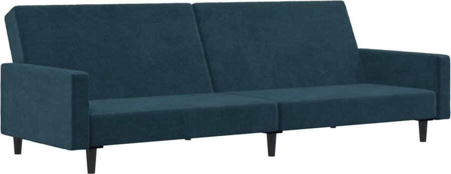 The Living Store Slaapbank 2-zits fluweel blauw Slaapbank Sofa Bed Tweepersoonsbed Lounge Meubilair Fluweel Bank - Foto 3