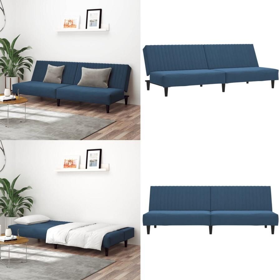 VidaXL Slaapbank 2-zits fluweel blauw Slaapbank Slaapbanken Slaap Bank Bedbank