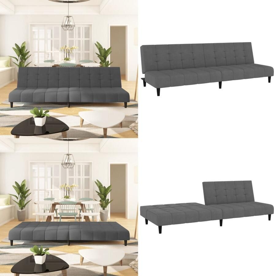 VidaXL Slaapbank 2-zits fluweel donkergrijs Slaapbank Slaapbanken Slaap Bank Bedbank