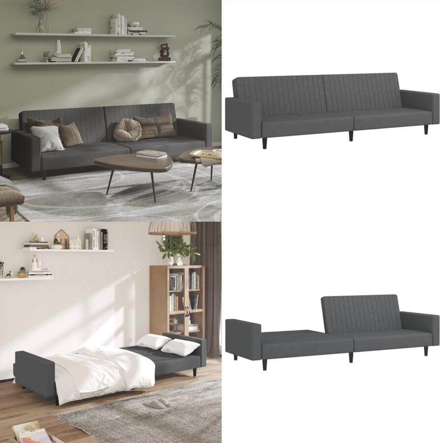 VidaXL Slaapbank 2-zits fluweel donkergrijs Slaapbank Slaapbanken Slaap Bank Bedbank