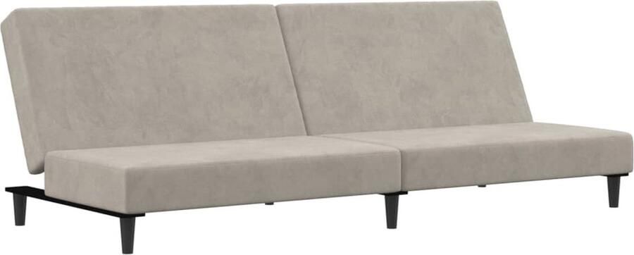 The Living Store Slaapbank 2-zits fluweel 200 x 84.5 x 69 cm Lichtgrijs Slaapbank Tweezitter Fluweel Sofa Grijs Sofa Lounge Bank - Foto 3