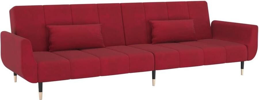 VidaXL Slaapbank 2-zits Fluweel Wijnrood Slaapbank Sofa Bed Velvet Bank Rode Bank Tweezitter Comfortabele Bank