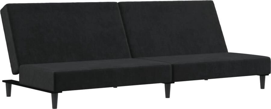 The Living Store Zwarte Fluweel Slaapbank 200 x 84.5 cm 2-zitsbank met omklapbare rugleuningen Slaapbank Tweezitter Zwarte Slaapbank Fluweel Sofa Comfortabele Bank - Foto 2