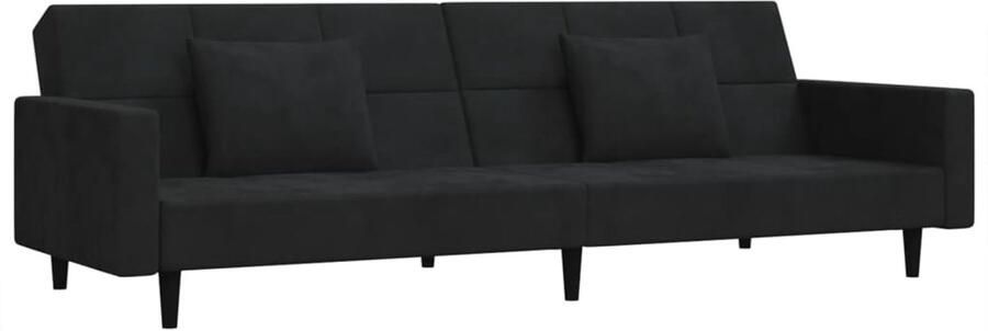 VidaXL Slaapbank 2-zits Fluweel Zwart Inclusief Kussens Slaapbank Tweezitter Sofa Bed Lounge Bank Fluweel Bank