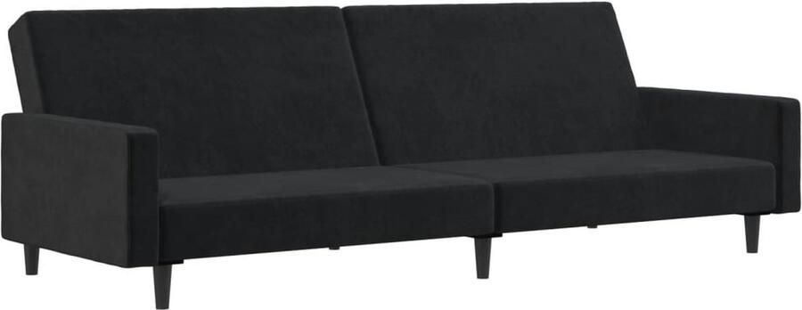 The Living Store Slaapbank 2-zits fluweel zwart 220 x 84.5 x 69 cm 2-in-1 functie Slaapbank Tweezitter Sofa Bed Zwarte Bank Fluweelbank - Foto 2