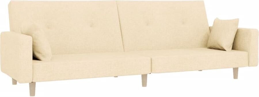 The Living Store Slaapbank 2-zits met 2 kussens stof crèmekleurig Slaapbank Sofa Bed Tweepersoonsbed Logement Guest Room - Foto 2