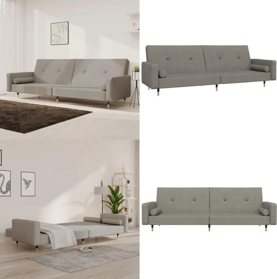 The Living Store slaapbank fluweel lichtgrijs 2-zitsbed om te bouwen Comfortabel multifunctioneel meubel Slaapbank Sofa Bed 2 Persoons Bed Lounge Meubilair Fluweel Bank - Foto 3