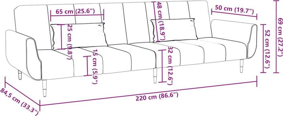 VidaXL -Slaapbank-2-zits-met-2-kussens-fluweel-bruin