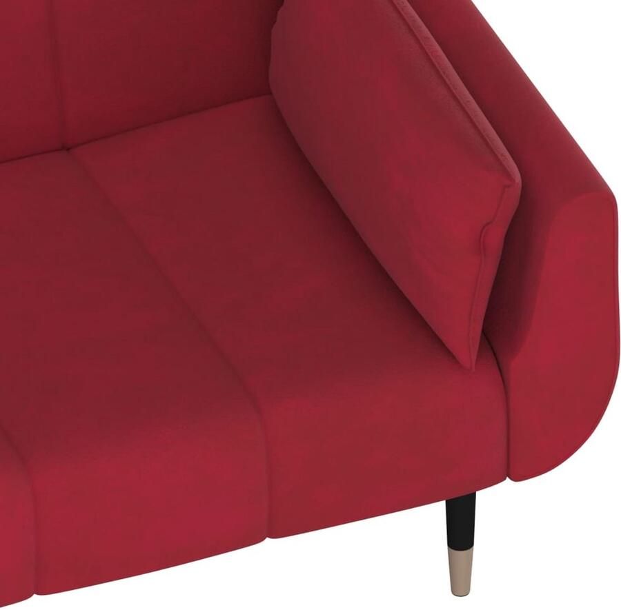 VidaXL -Slaapbank-2-zits-met-2-kussens-fluweel-wijnrood