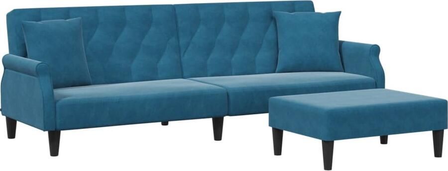 VidaXL Slaapbank 2-zits Fluweel Inclusief Voetenbank Slaapbank Sofa Bed Zweezitter Lounge Bank Relaxstoel