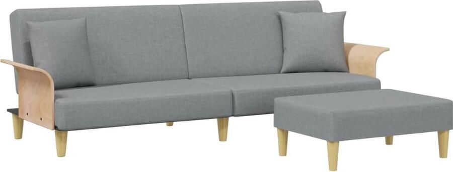 The Living Store Slaapbank 2-zits met kussens en voetenbank fluweel lichtgrijs Slaapbank Sofa Bed Zweezitter Lounge Meubels Designmeubel - Foto 2