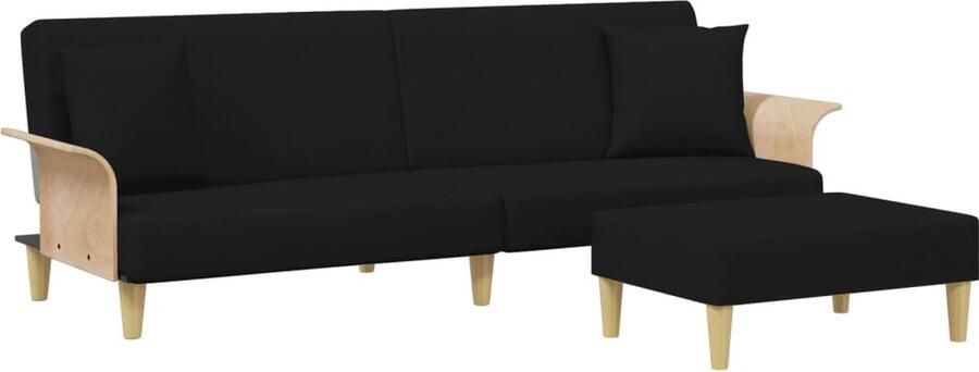 The Living Store Slaapbank 2-zits met kussens en voetenbank fluweel zwart Slaapbank Sofa Bed Zweefstoel Lounge Stoel Design Meubels - Foto 2