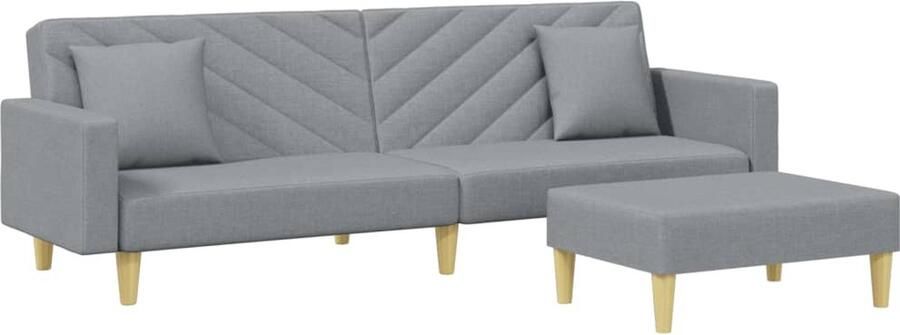 The Living Store Slaapbank 2-zits met kussens en voetenbank stof lichtgrijs Slaapbank Sofa Bed Woonkamer Meubilair Twee Persoons Bed Grijs Meubilair - Foto 2