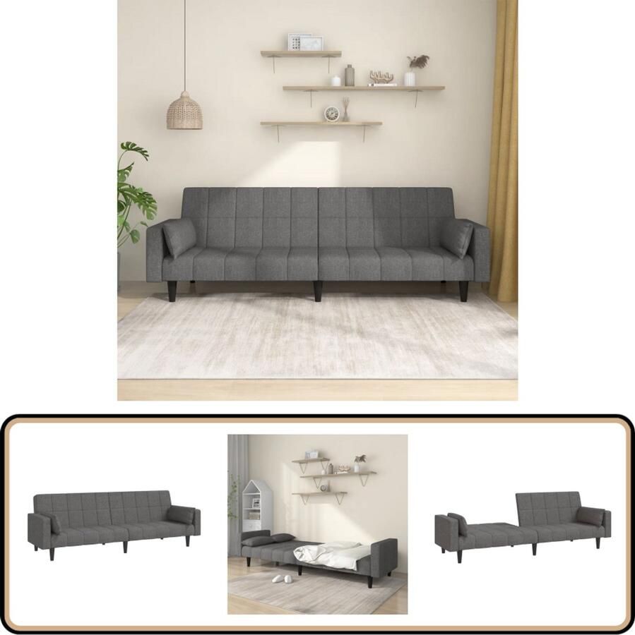 VidaXL Slaapbank 2-zits met kussens lichtgrijs Slaapbank Sofa Bed Tweepersoonsbed Logement Meubels