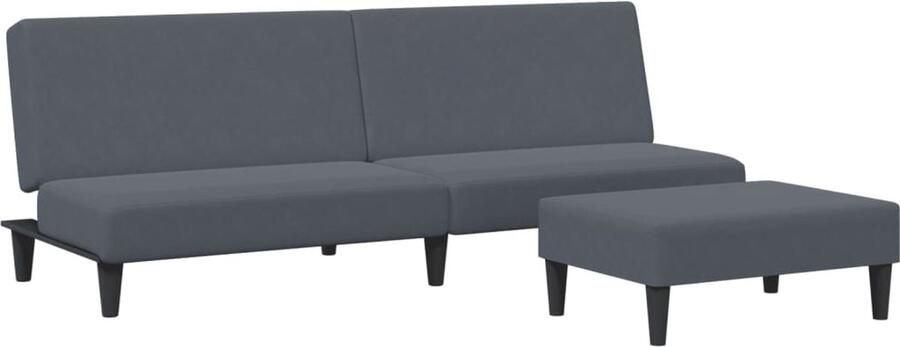 The Living Store Slaapbank 2-zits met voetenbank fluweel donkergrijs Slaapbank Kanapé-bed Lounge Sofa Relaxstoel Eetkamerstoelen - Foto 2
