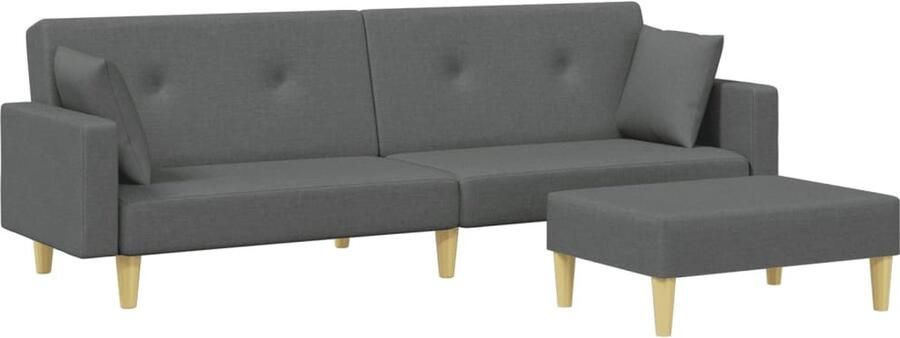 The Living Store Slaapbank met Voetenbank Donkergrijs Stof Verstelbare Rugleuning Slaapbank Sofa Bed Donker Grijs Lounge Meubilair Relax Stoffen Bank