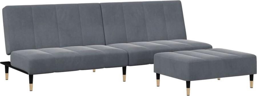 VidaXL Slaapbank 2-zits met voetenbank Donkergrijs Slaapbank Sofa Bed Tweepersoonsbed Lounge Meubilair Woonkamermeubel