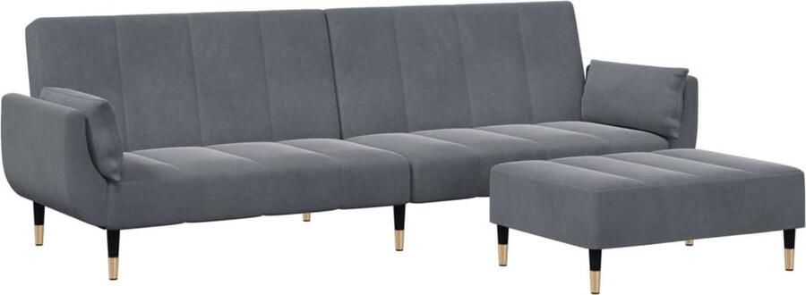 VidaXL Slaapbank 2-zits met voetenbank Donkergrijs Slaapbank Sofa Bed Tweepersoonsbed Loungebank Donker Grijs