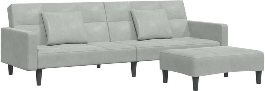 VidaXL Slaapbank 2-zits met voetenbank fluweel lichtgrijs