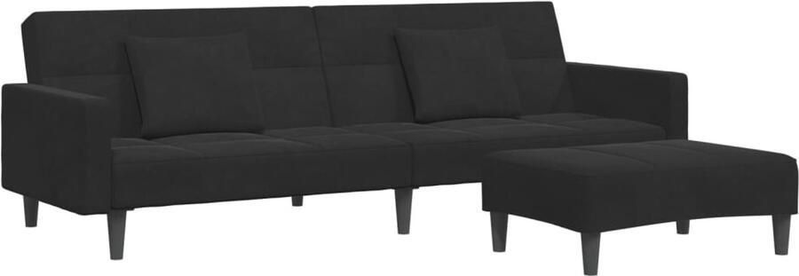 VidaXL Slaapbank 2-zits met voetenbank fluweel zwart