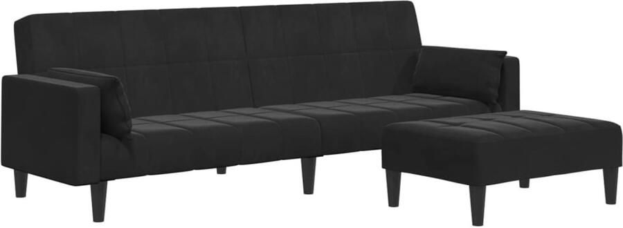 VidaXL Slaapbank 2-zits met voetenbank fluweel zwart