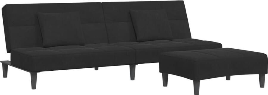 VidaXL Slaapbank 2-zits met voetenbank fluweel zwart