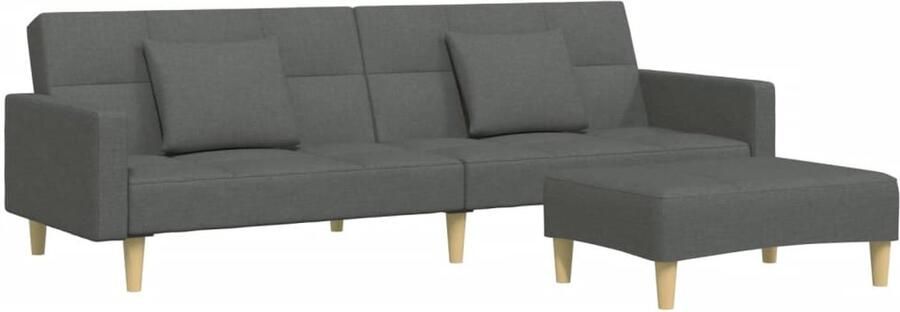 VidaXL Slaapbank 2-zits met voetenbank stof donkergrijs