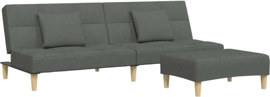VidaXL Slaapbank 2-zits met voetenbank stof donkergrijs