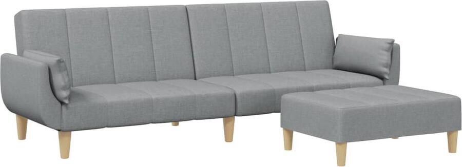 The Living Store Slaapbank met Voetenbank Lichtgrijs 2-in-1 Omvormbaar Polyesterstof 220 x 100 x 52 cm Slaapbank Sofa Bed Tweepersoonsbed Lounge Meubilair Woonkamermeubel - Foto 2