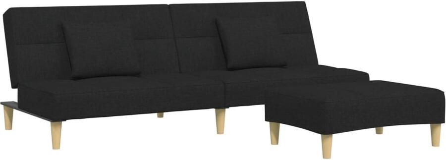 VidaXL Slaapbank 2-zits met voetenbank stof zwart