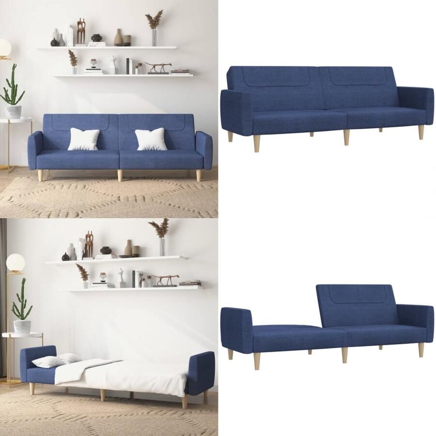 VidaXL Slaapbank 2-zits stof blauw Slaapbank Slaapbanken Slaap Bank Bedbank