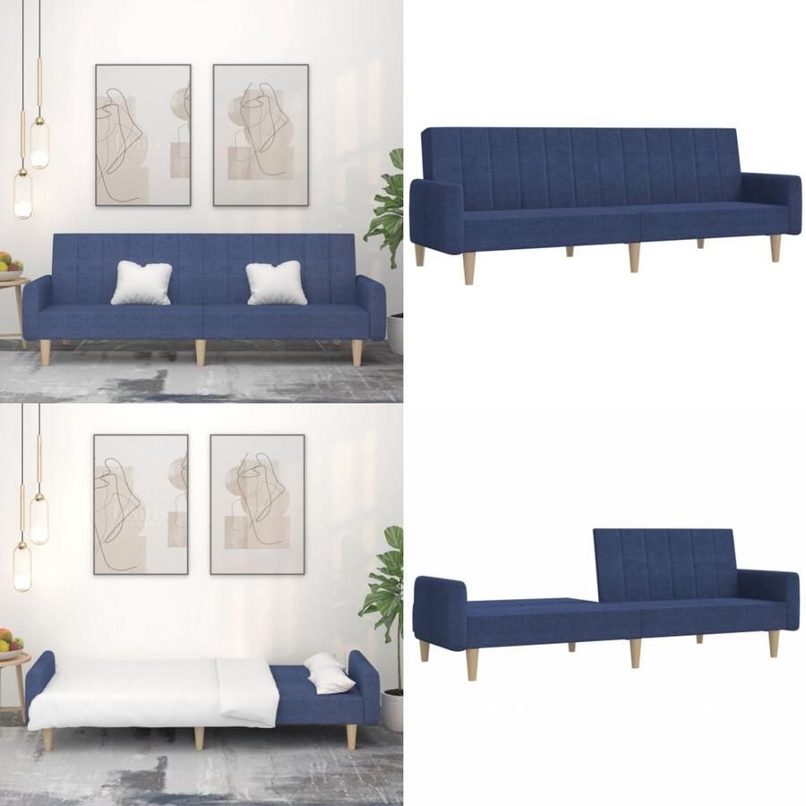 VidaXL Slaapbank 2-zits stof blauw Slaapbank Slaapbanken Slaap Bank Bedbank
