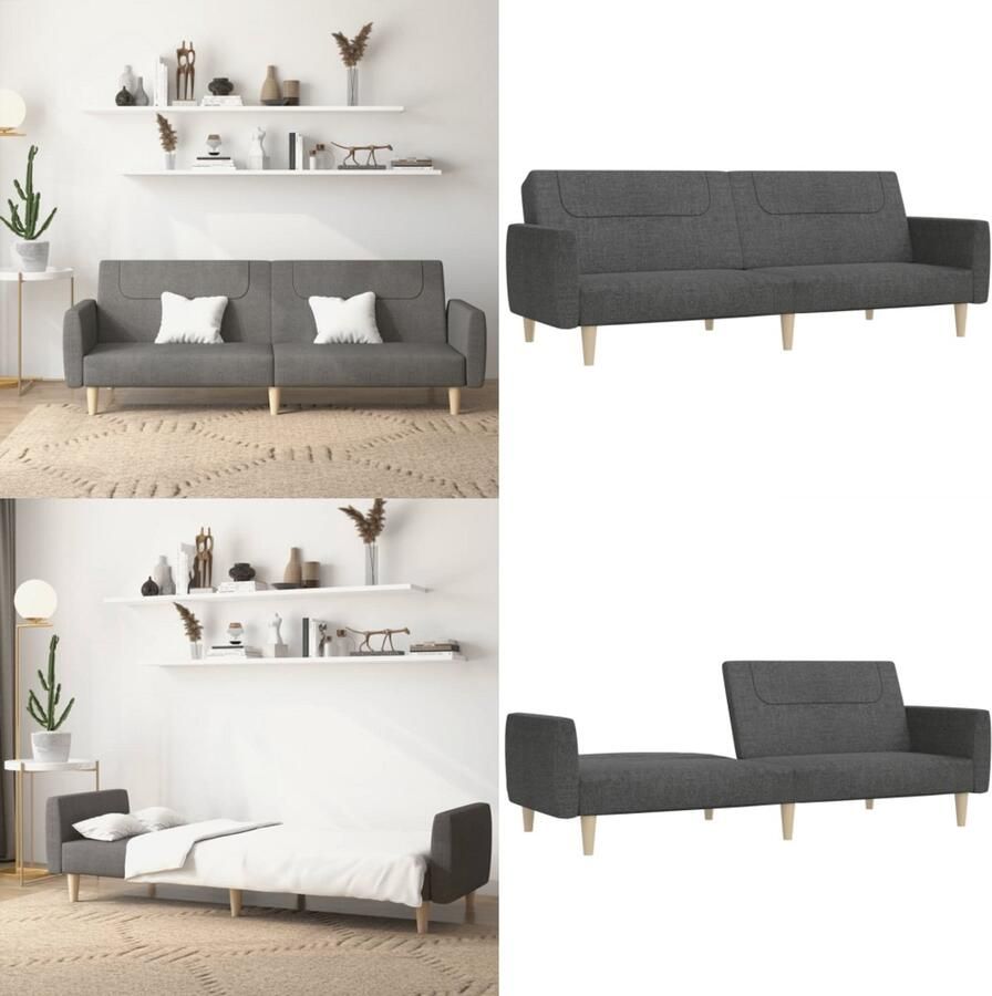 VidaXL Slaapbank 2-zits stof donkergrijs Slaapbank Slaapbanken Slaap Bank Bedbank