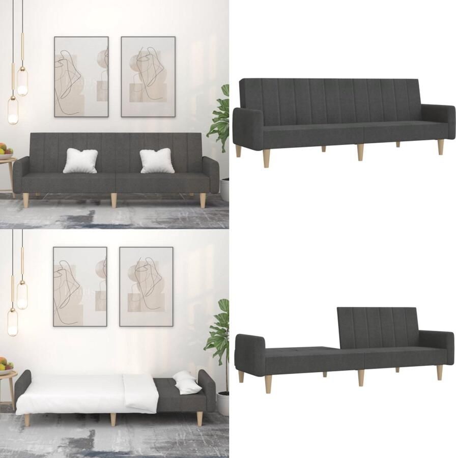 VidaXL Slaapbank 2-zits stof donkergrijs Slaapbank Slaapbanken Slaap Bank Bedbank