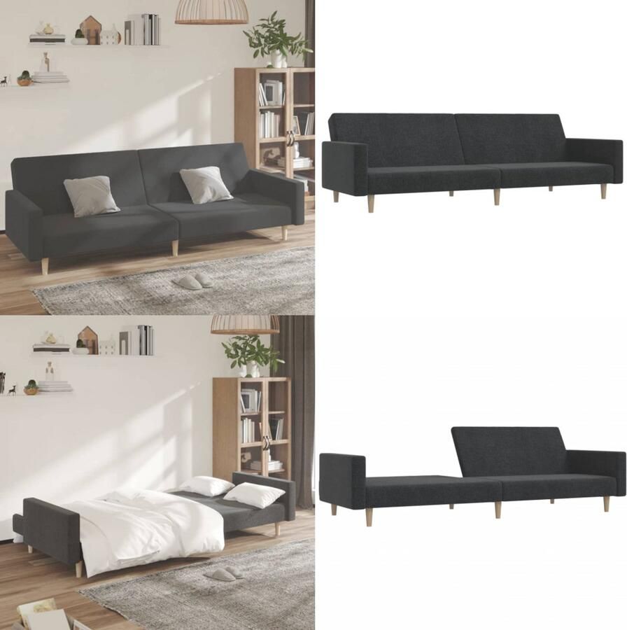 VidaXL Slaapbank 2-zits stof donkergrijs Slaapbank Slaapbanken Slaap Bank Bedbank