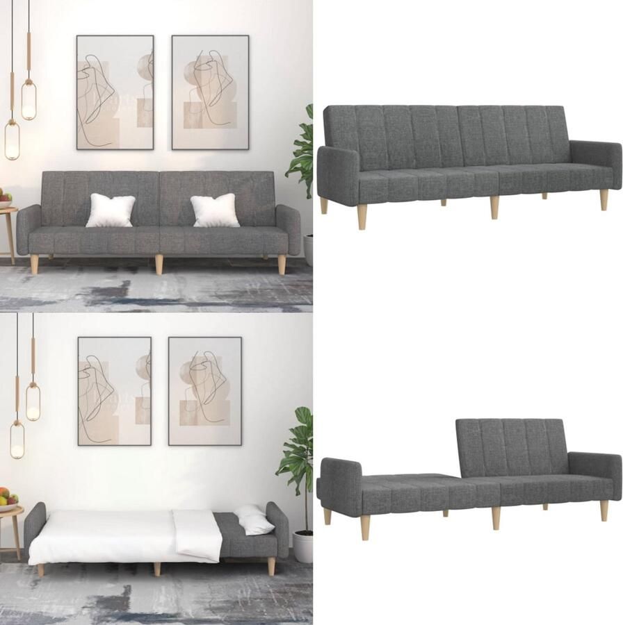 VidaXL Slaapbank 2-zits stof lichtgrijs Slaapbank Slaapbanken Slaap Bank Bedbank