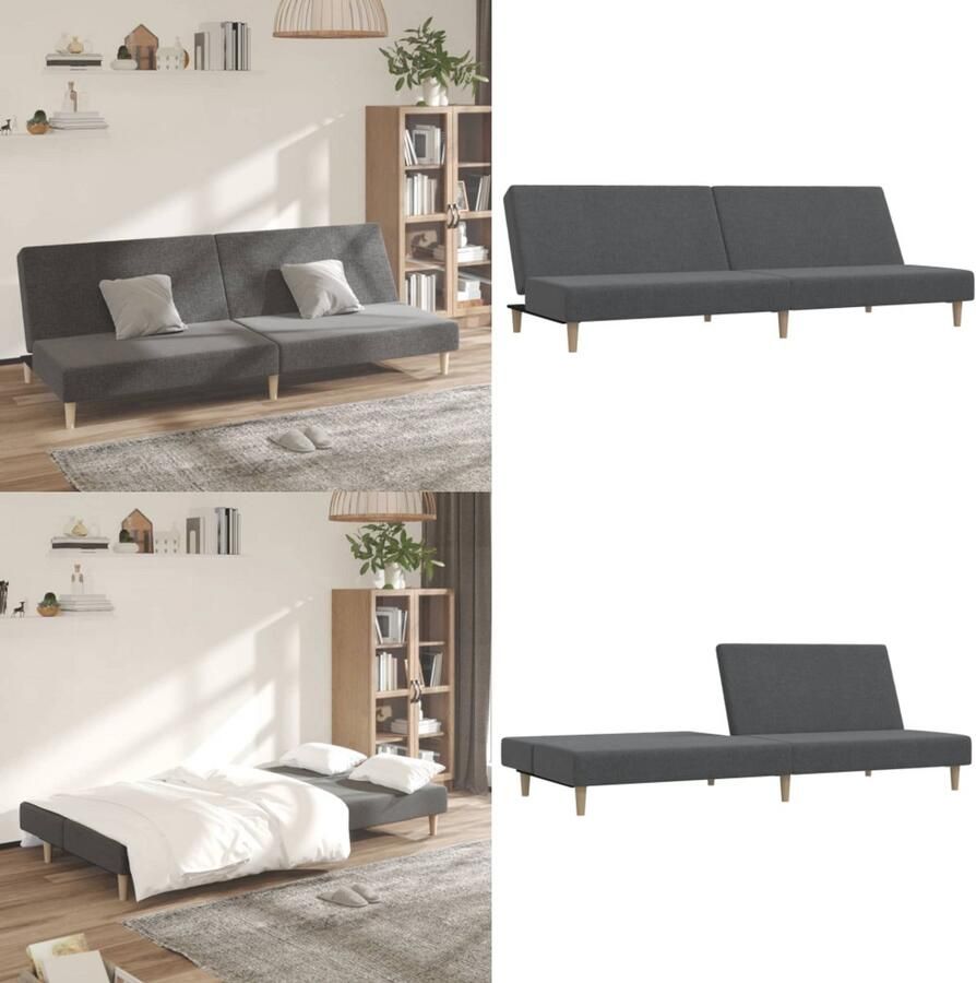 VidaXL Slaapbank 2-zits stof lichtgrijs Slaapbank Slaapbanken Slaap Bank Bedbank - Foto 2