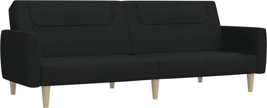 VidaXL Slaapbank 2-zits Stof Zwart Omklapbaar
