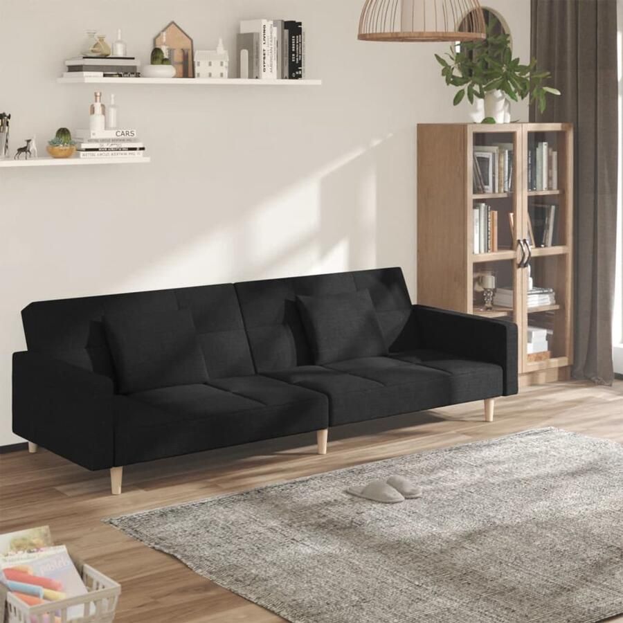 VidaXL Slaapbank 2-zits Zwart Inclusief kussens Slaapbank Tweezitter Sofa Bed Logement Gastenkamer