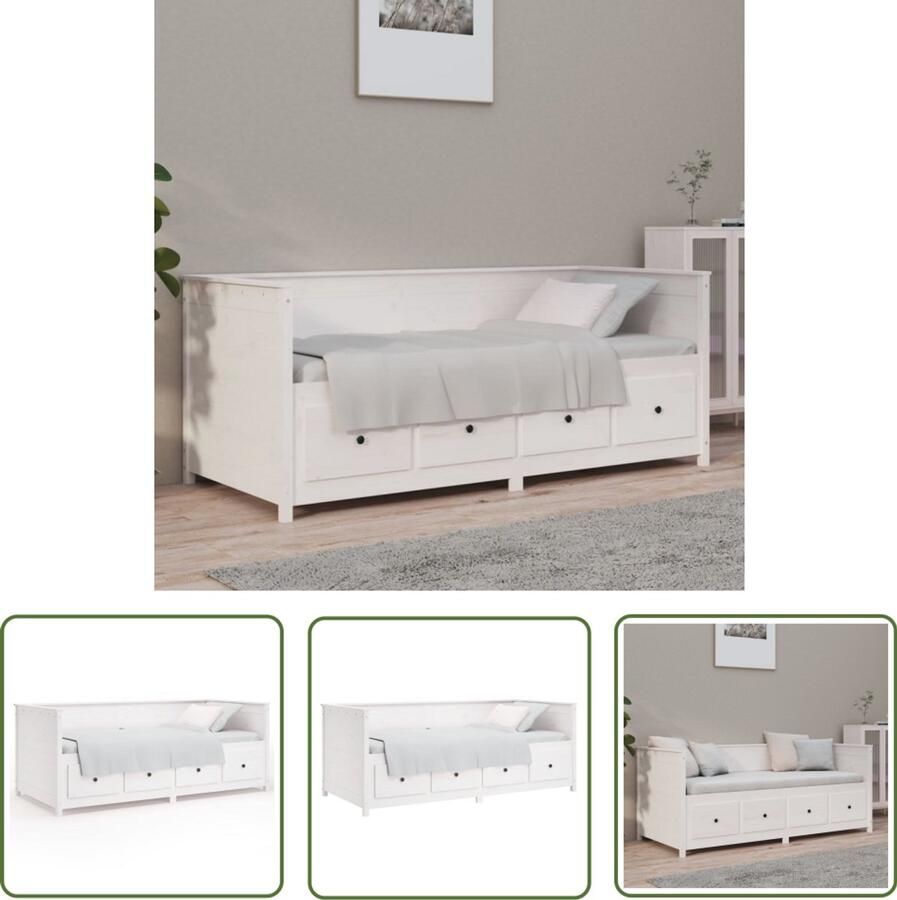 VidaXL Slaapbank 75x190 cm Massief Grenen Wit Slaapbank Grenenhouten Slaapbank Houten Bed Daybed Guest Bed