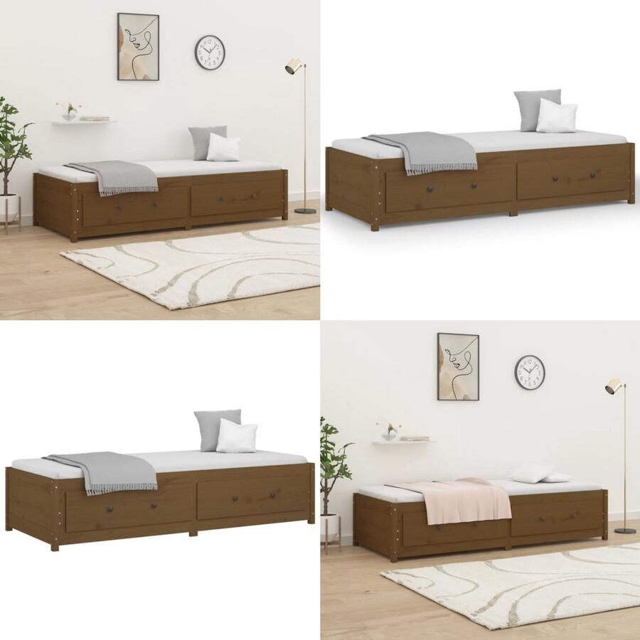 VidaXL Slaapbank 75x190 cm massief grenenhout honingbruin Slaapbank Slaapbanken Bedbank Bed