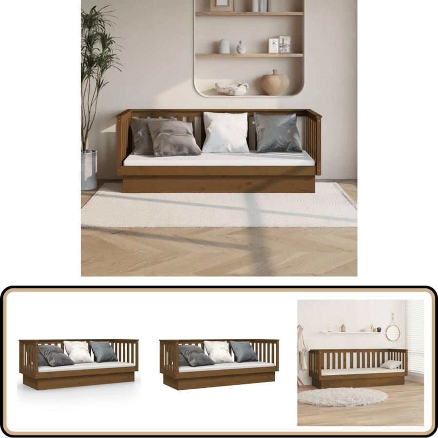 VidaXL Slaapbank 75x190 cm Massief Grenenhout Slaapbank Massief Hout Grenenhout Daybed Tweezijdig Bedhek Guest Bed Bruine Meubels