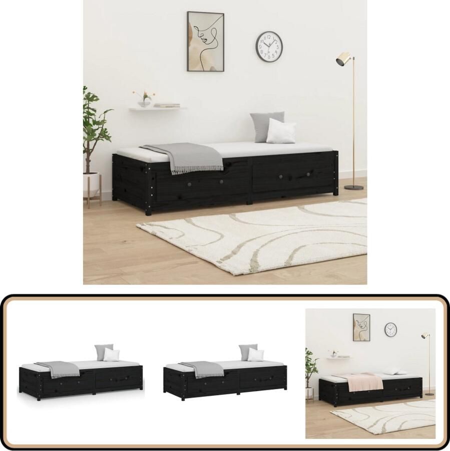 VidaXL Slaapbank 75x190 cm Massief Grenenhout Zwart Slaapbank Bed Grenenhout Zwart Tweepersoonsbed Stapelbare Bedden Compact Bed Kinderkamer Meubels Guest Room Furniture